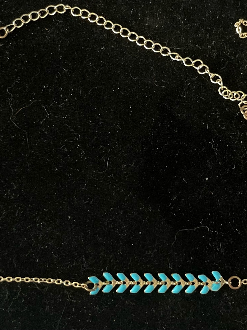 Gold-Tone Turquoise Chevron Bar Necklace - Women Jewelry - Picture 1 of 2